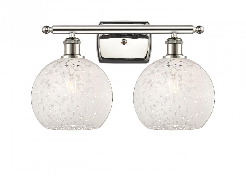 White Mouchette - 2 Light - 18 inch - Polished Nickel - Bath Vanity Light