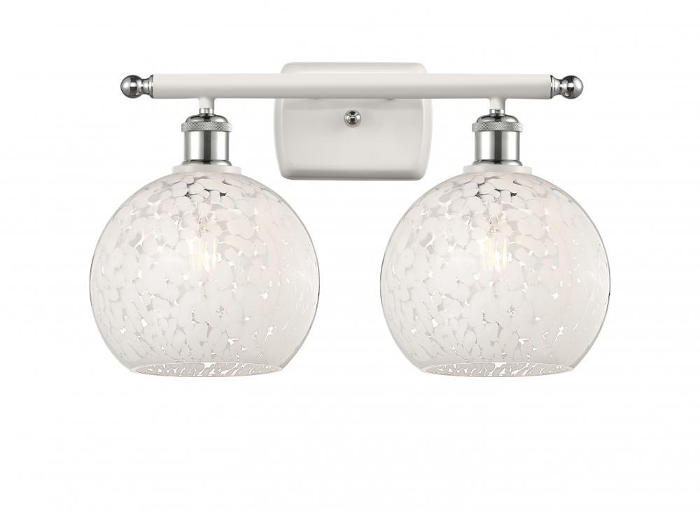 White Mouchette - 2 Light - 18 inch - White Polished Chrome - Bath Vanity Light