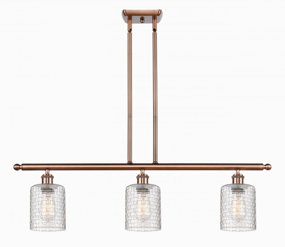 Cobbleskill - 3 Light - 36 inch - Antique Copper - Cord hung - Island Light