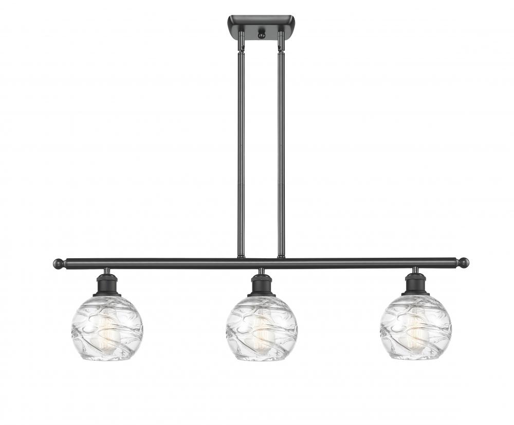 Athens Deco Swirl - 3 Light - 36 inch - Matte Black - Cord hung - Island Light