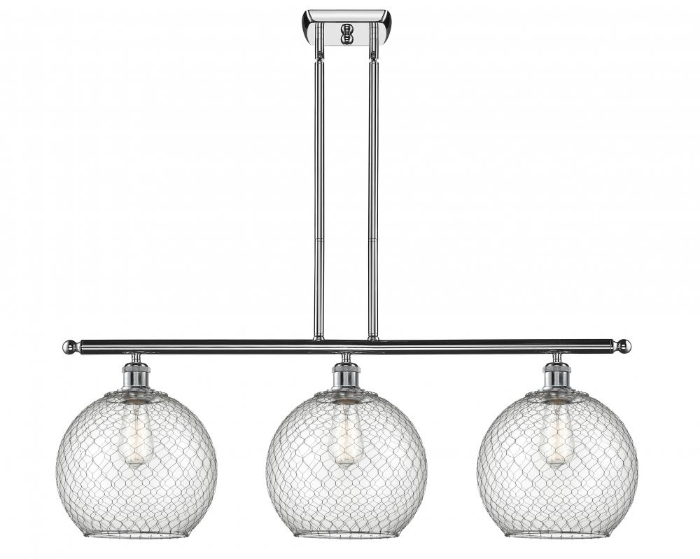 Farmhouse Chicken Wire - 3 Light - 37 inch - Polished Chrome - Cord hung - Island Light