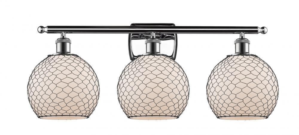 Farmhouse Chicken Wire - 3 Light - 28 inch - Polished Chrome - Bath Vanity Light