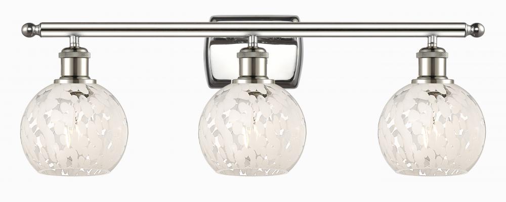 White Mouchette - 3 Light - 26 inch - Polished Nickel - Bath Vanity Light