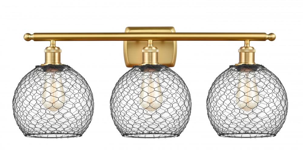 Farmhouse Chicken Wire - 3 Light - 28 inch - Satin Gold - Bath Vanity Light