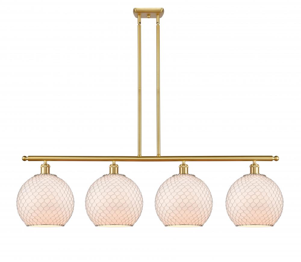 Farmhouse Chicken Wire - 4 Light - 48 inch - Satin Gold - Cord hung - Island Light