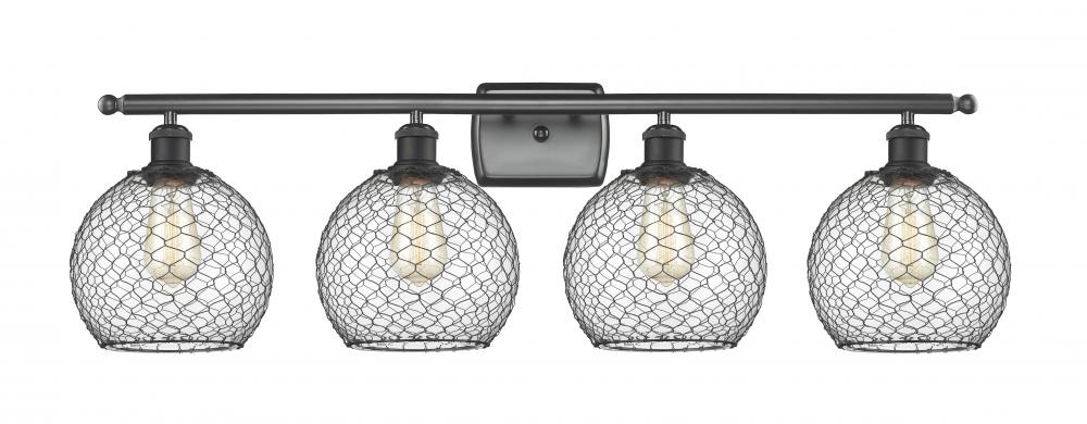 Farmhouse Chicken Wire - 4 Light - 38 inch - Matte Black - Bath Vanity Light