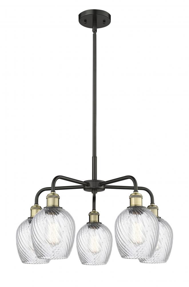 Salina - 5 Light - 24 inch - Black Antique Brass - Chandelier