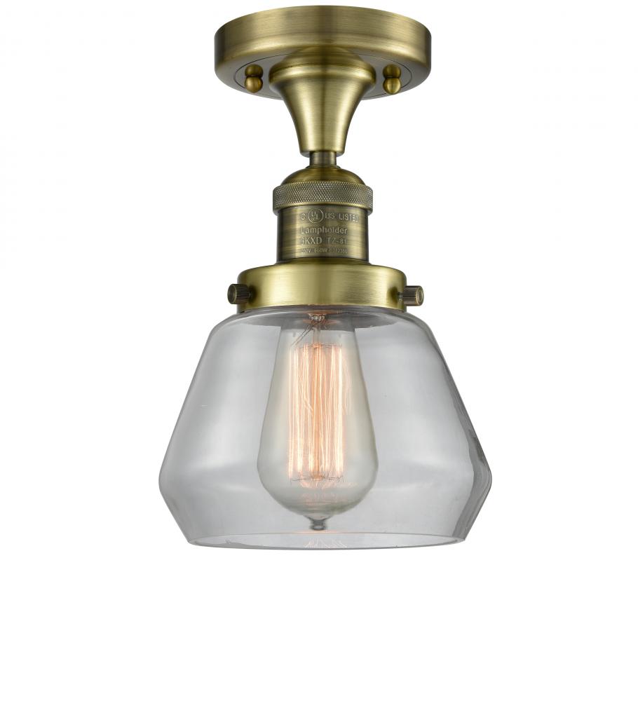 Fulton - 1 Light - 7 inch - Antique Brass - Semi-Flush Mount