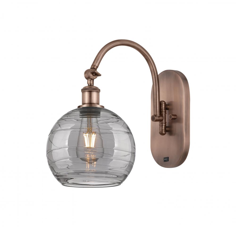 Athens Deco Swirl - 1 Light - 8 inch - Antique Copper - Sconce