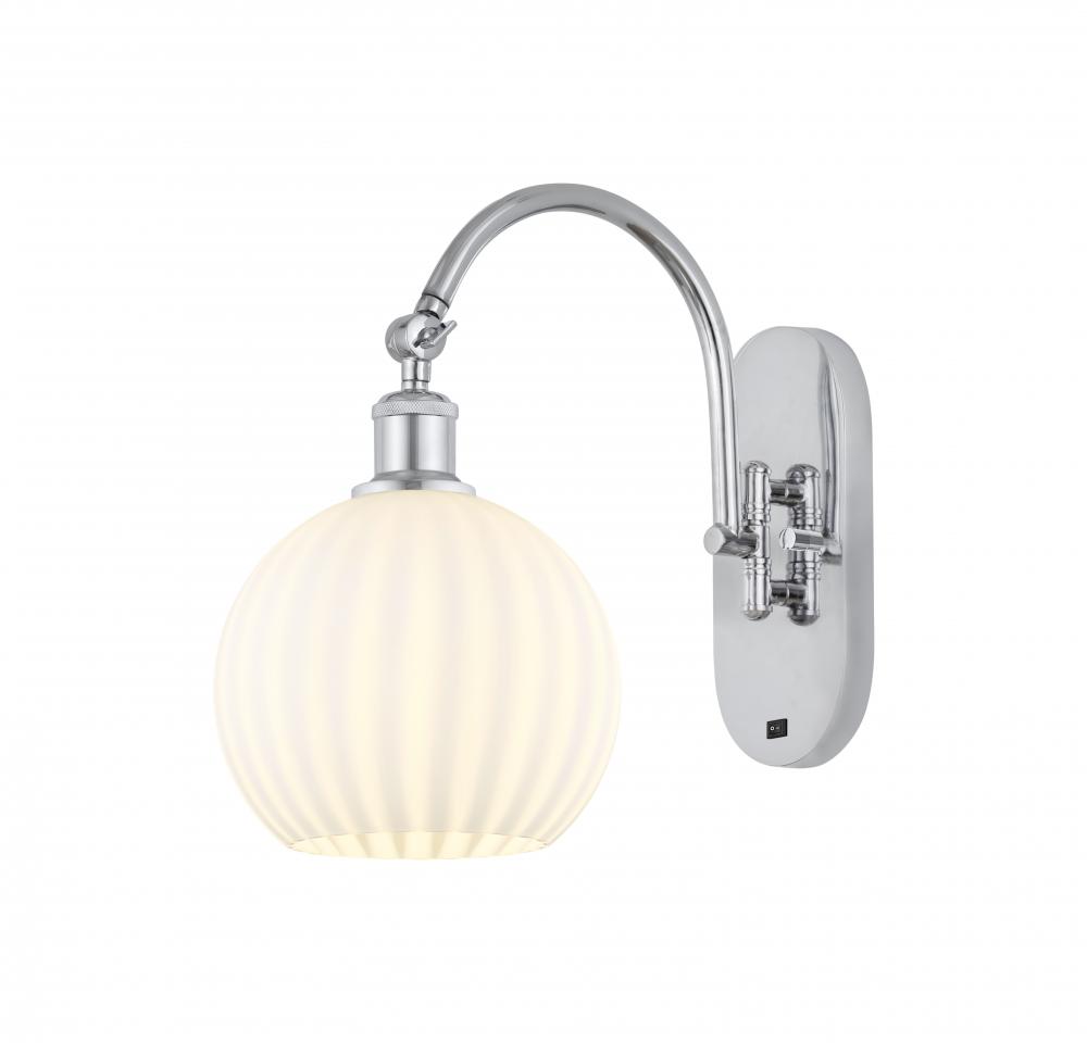 White Venetian - 1 Light - 8 inch - Polished Chrome - Sconce