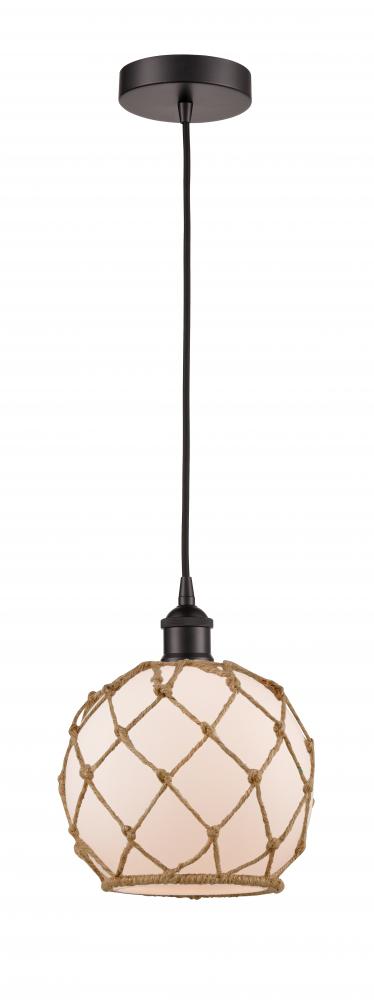 Farmhouse Rope - 1 Light - 8 inch - Oil Rubbed Bronze - Cord hung - Mini Pendant