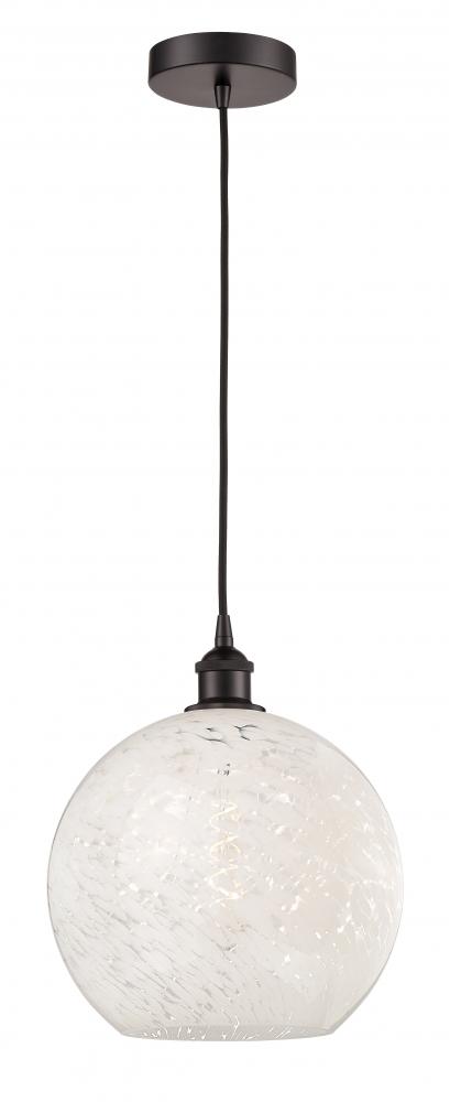 White Mouchette - 1 Light - 12 inch - Oil Rubbed Bronze - Cord Hung - Mini Pendant