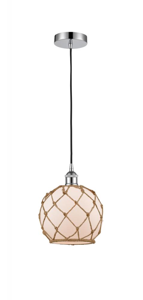 Farmhouse Rope - 1 Light - 8 inch - Polished Chrome - Cord hung - Mini Pendant