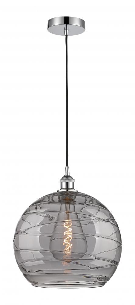 Athens Deco Swirl - 1 Light - 14 inch - Polished Chrome - Cord hung - Pendant