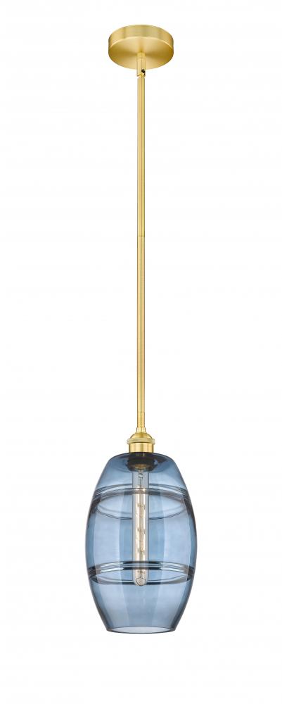 Vaz - 1 Light - 8 inch - Satin Gold - Cord hung - Mini Pendant