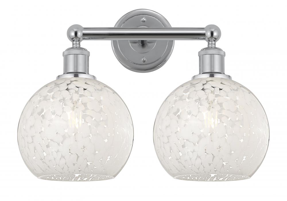 White Mouchette - 2 Light - 17 inch - Polished Chrome - Bath Vanity Light