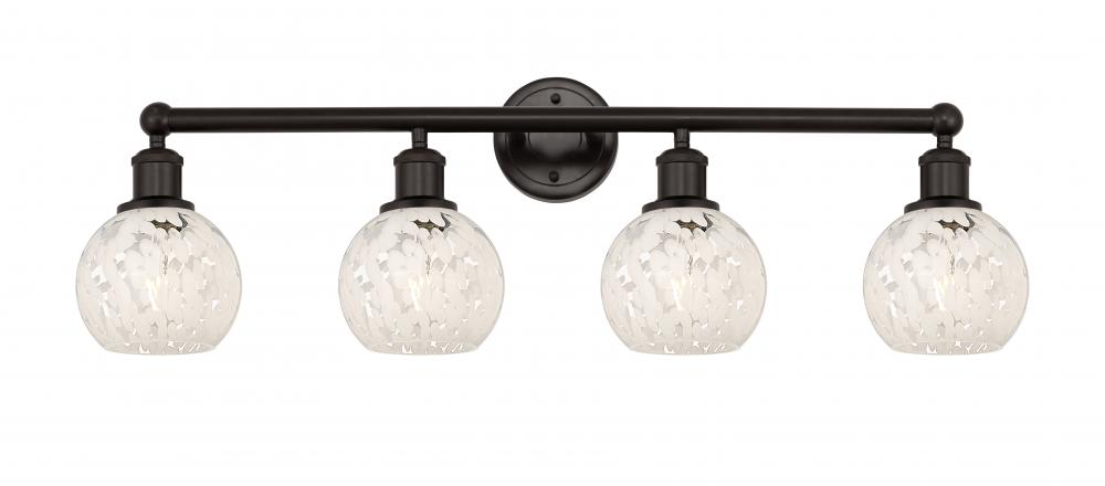 White Mouchette - 4 Light - 33 inch - Oil Rubbed Bronze - Bath Vanity Light