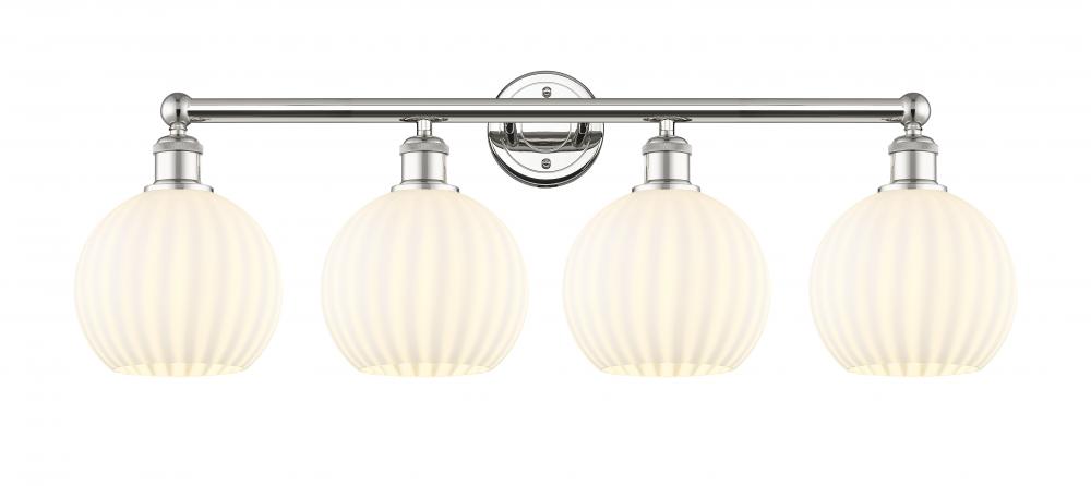 White Venetian - 4 Light - 35 inch - Polished Nickel - Bath Vanity Light