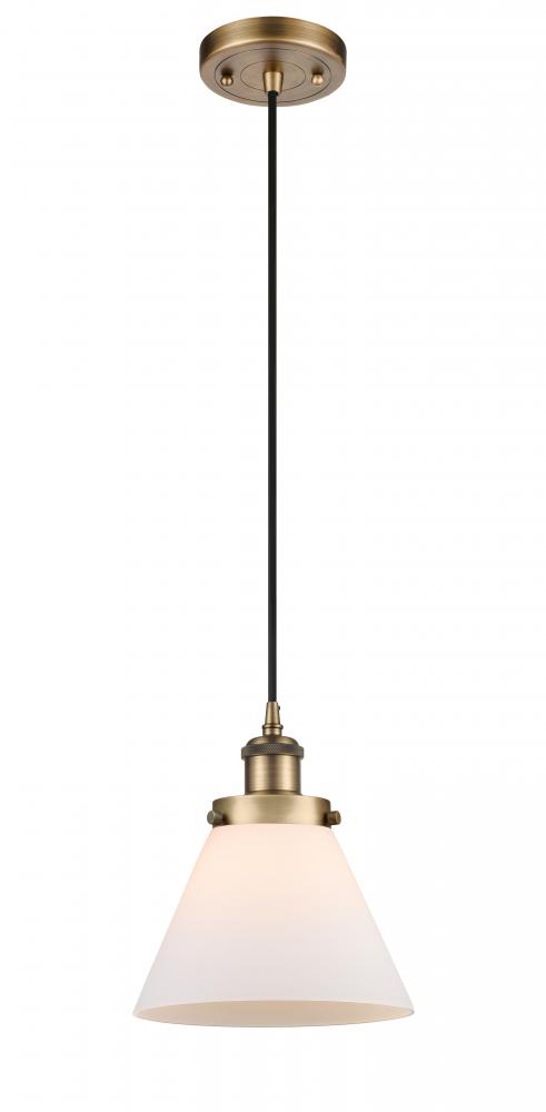 Cone - 1 Light - 8 inch - Brushed Brass - Cord hung - Mini Pendant