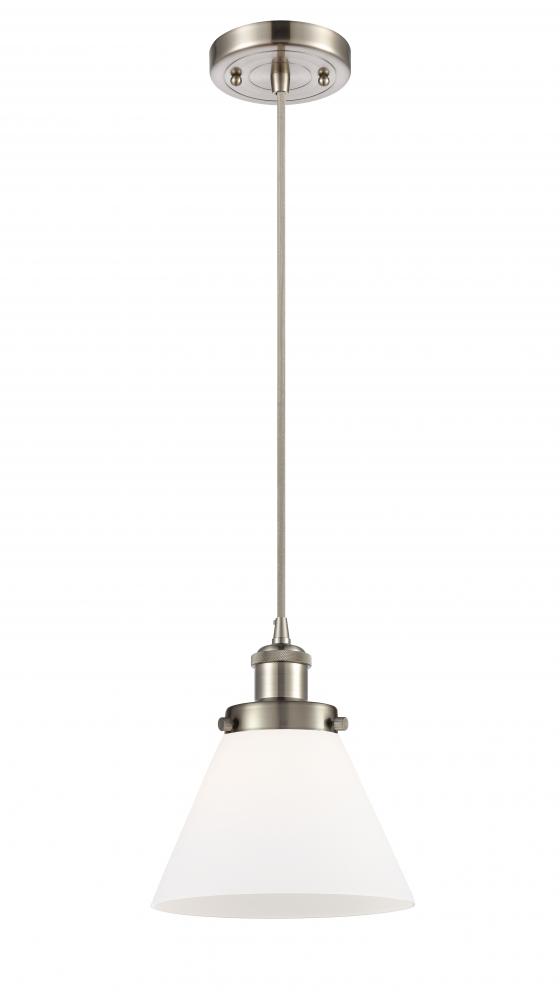 Cone - 1 Light - 8 inch - Brushed Satin Nickel - Cord hung - Mini Pendant