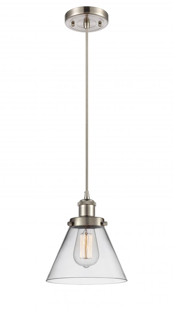 Cone - 1 Light - 8 inch - Brushed Satin Nickel - Cord hung - Mini Pendant