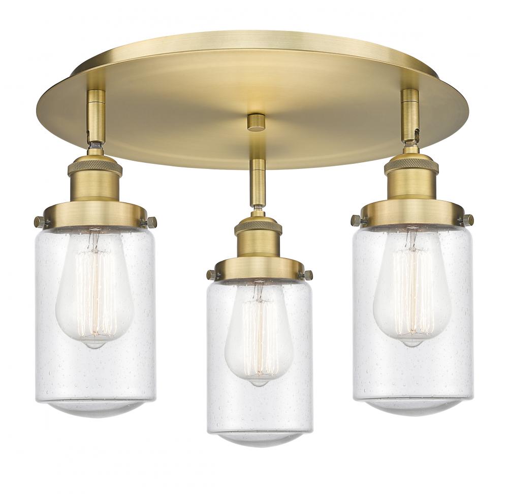 Dover - 3 Light - 16 inch - Brushed Brass - Flush Mount