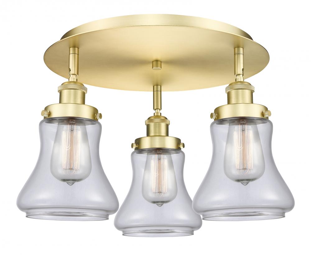 Bellmont - 3 Light - 18 inch - Satin Gold - Flush Mount