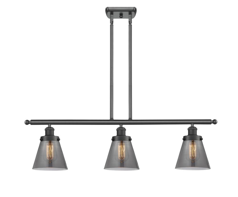 Cone - 3 Light - 36 inch - Matte Black - Stem Hung - Island Light