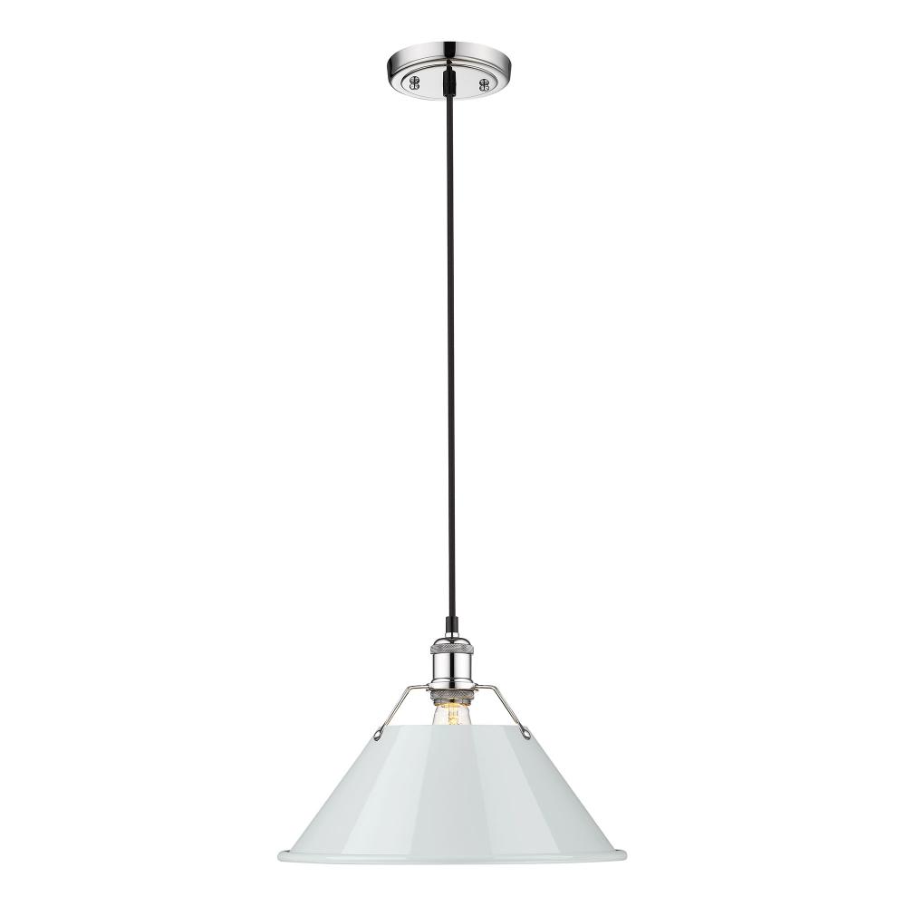 Orwell 14" Wide Large Pendant in Chrome with Dusky Blue