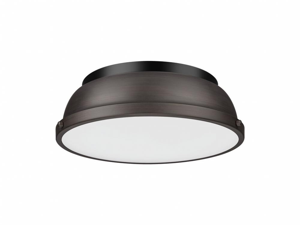 Duncan 14" Flush Mount in Matte Black with Rubbed Bronze