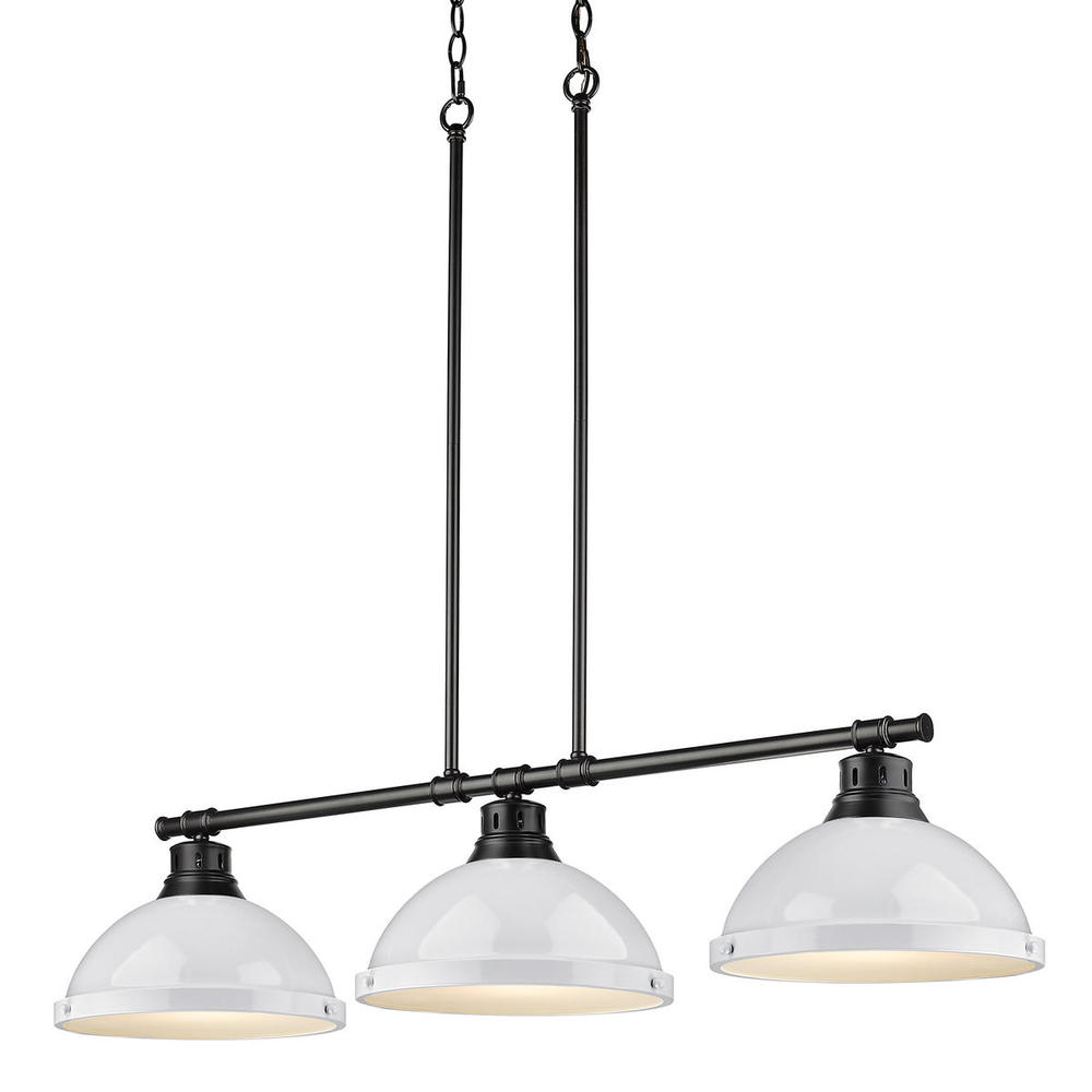 Duncan 3-Light Linear Pendant in Matte Black with White