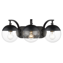 Golden 3219-BA3 BLK-BLK - Dixon 3-Light Bath Vanity in Matte Black with Clear Glass and Matte Black Cap