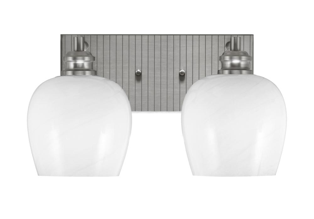 Edge 2 Light Bath Bar, Brushed Nickel Finish, 6" White Marble Glass