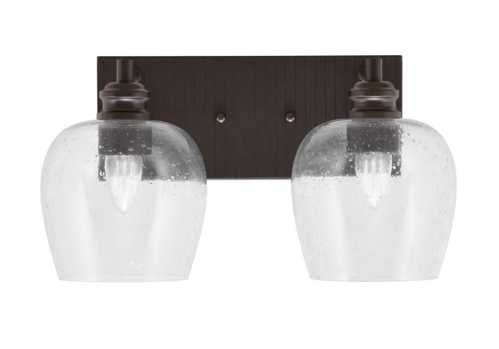 Edge 2 Light Bath Bar, Espresso Finish, 6" Clear Bubble Glass