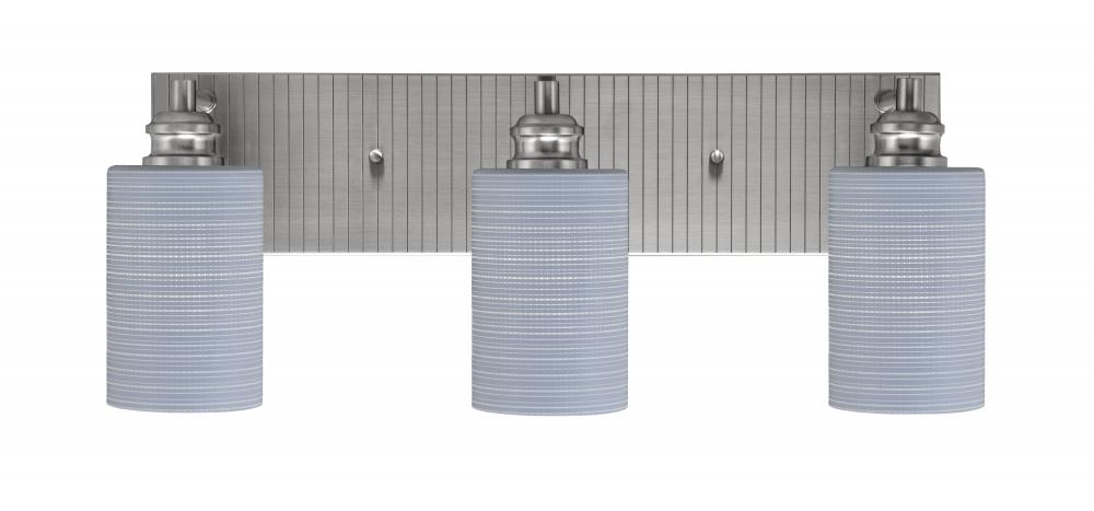 Edge 3 Light Bath Bar, Brushed Nickel Finish, 4" Gray Matrix Glass