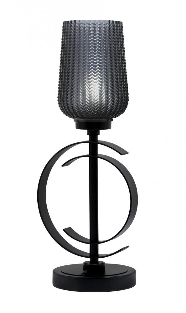 Accent Lamp, Matte Black Finish, 5" Smoke Textured Glass