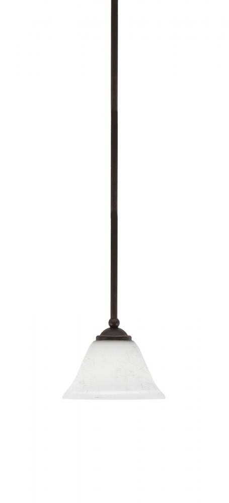 Zilo Stem Hung Mini Pendant, Dark Granite Finish, 7" White Muslin Glass