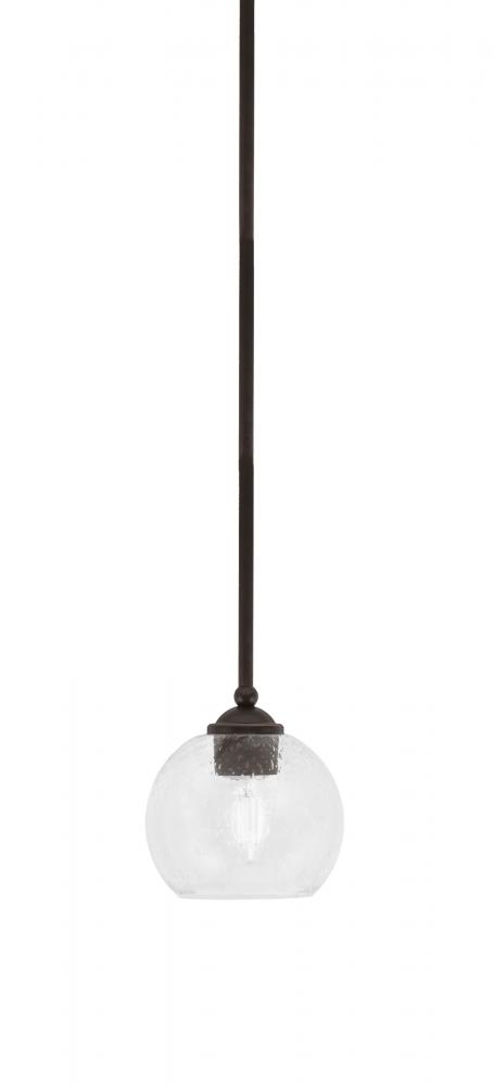 Zilo Stem Hung Mini Pendant, Dark Granite Finish, 5.75" Clear Bubble Glass