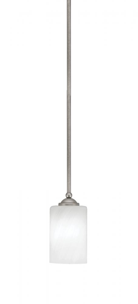 Zilo Stem Mini Pendant, Graphite Finish, 4" White Marble Glass