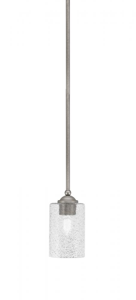 Zilo Stem Mini Pendant, Graphite Finish, 4" Smoke Bubble Glass