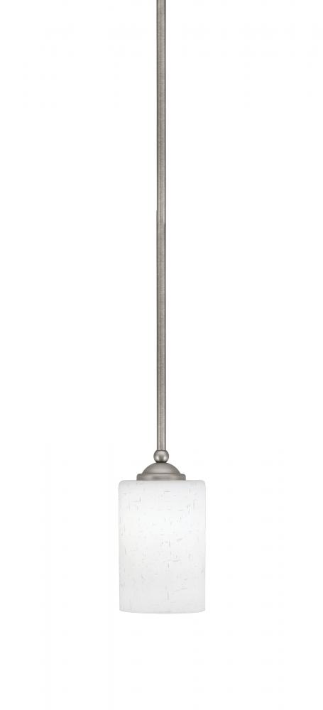 Zilo Stem Mini Pendant, Graphite Finish, 4" White Muslin Glass