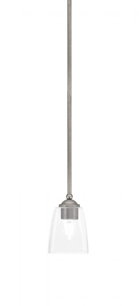 Zilo Stem Mini Pendant, Graphite Finish, 4.5" Square Clear Bubble Glass