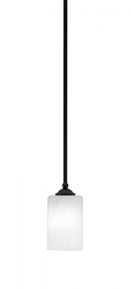 Zilo Stem Mini Pendant, Matte Black Finish, 4" White Marble Glass