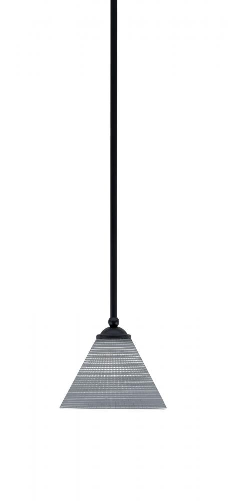 Zilo Stem Mini Pendant, Matte Black Finish, 7" Gray Matrix Glass