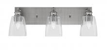 Toltec Company 1163-BN-461 - Edge 3 Light Bath Bar, Brushed Nickel Finish, 4.5" Square Clear Bubble Glass