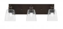 Toltec Company 1163-ES-461 - Edge 3 Light Bath Bar, Espresso Finish, 4.5" Square Clear Bubble Glass