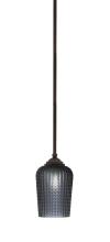 Toltec Company 560-DG-4252 - Zilo Stem Hung Mini Pendant, Dark Granite Finish, 5" Smoke Textured Glass