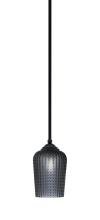 Toltec Company 560-MB-4252 - Zilo Stem Mini Pendant, Matte Black Finish, 5" Smoke Textured Glass