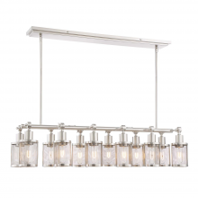  CD10184-12-BN - 12 Down Light Geometric Styled 40" Linear Dining Chandelier