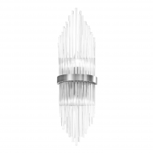  WS70051-2-PN - 2-Light 24" Sleek Polished Nickel Banded Vertical Crystal Wall Sconce